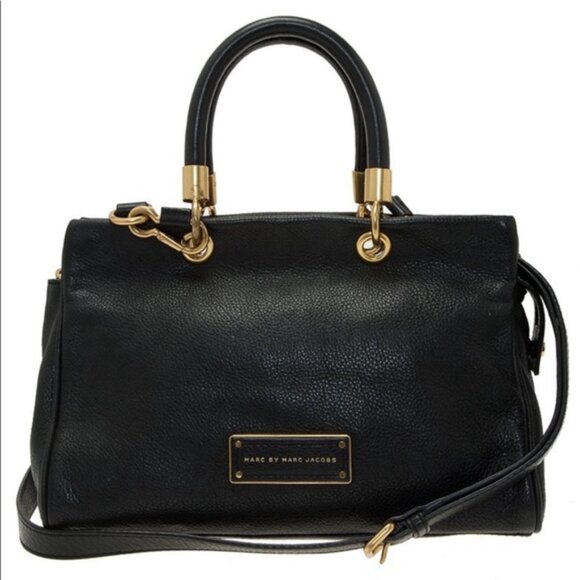 MarcBy Jacobs Black and Gold Leather Shoulder Bag